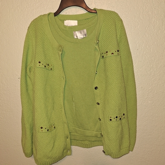 Susan Graver 2 Piece Cardigan Sweater W/tank Size Large - Picture 3 of 8